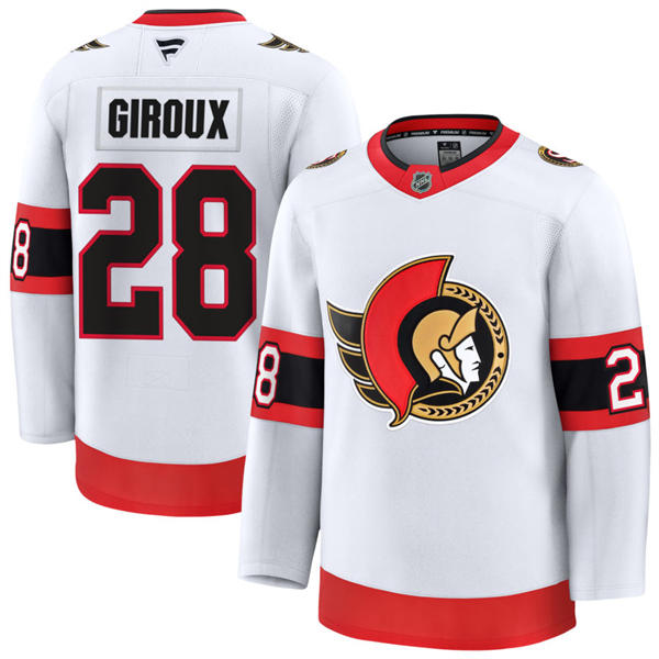 Men's Ottawa Senators #28 Claude Giroux Fanatics White Away Premium Jersey
